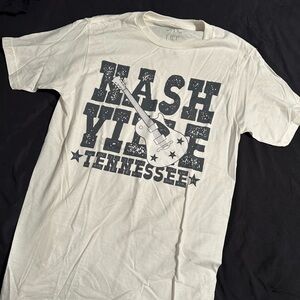 Black and White Short Sleeve Tee with Nashville Graphic